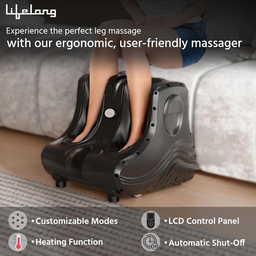 Lifelong LLM747 Foot Massager Machine for Pain Relief | Electric Foot Massager with Digital Display | Feet