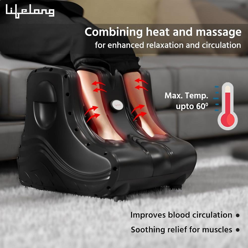 Lifelong LLM747 Foot Massager Machine for Pain Relief | Electric Foot Massager with Digital Display | Feet