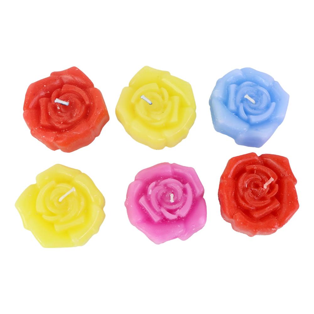 Rose Shaped Wax Candle Set (6 Pc)