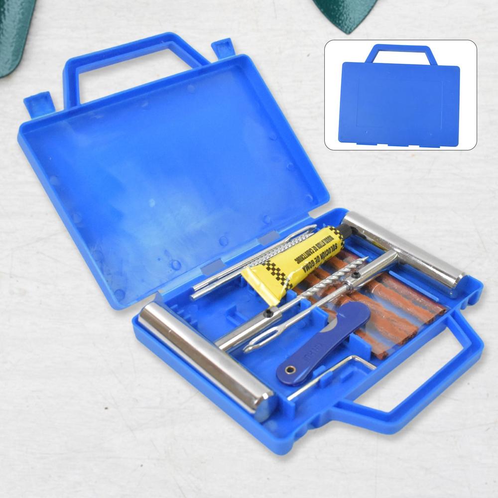 Portable Tire Repair Kit Tyre Repairing Tool Set With Box (13 Pcs Set) - Color: Mix