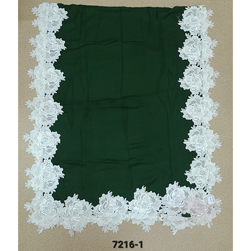 Merino Wool 4 Side Rose Lace Work Border Stoles