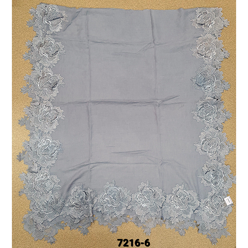 Merino Wool 4 Side Rose Lace Work Border Stoles