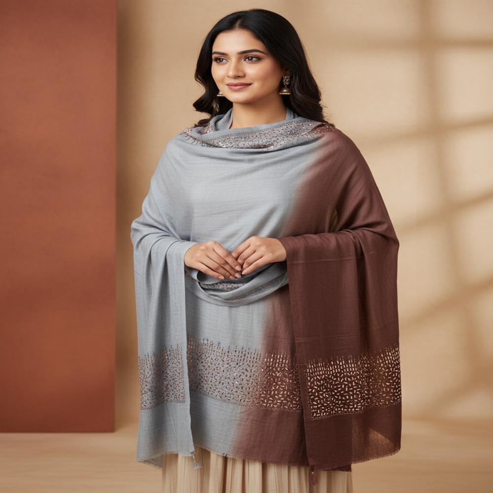 Merino Wool Swasrosvki Work Border Stoles