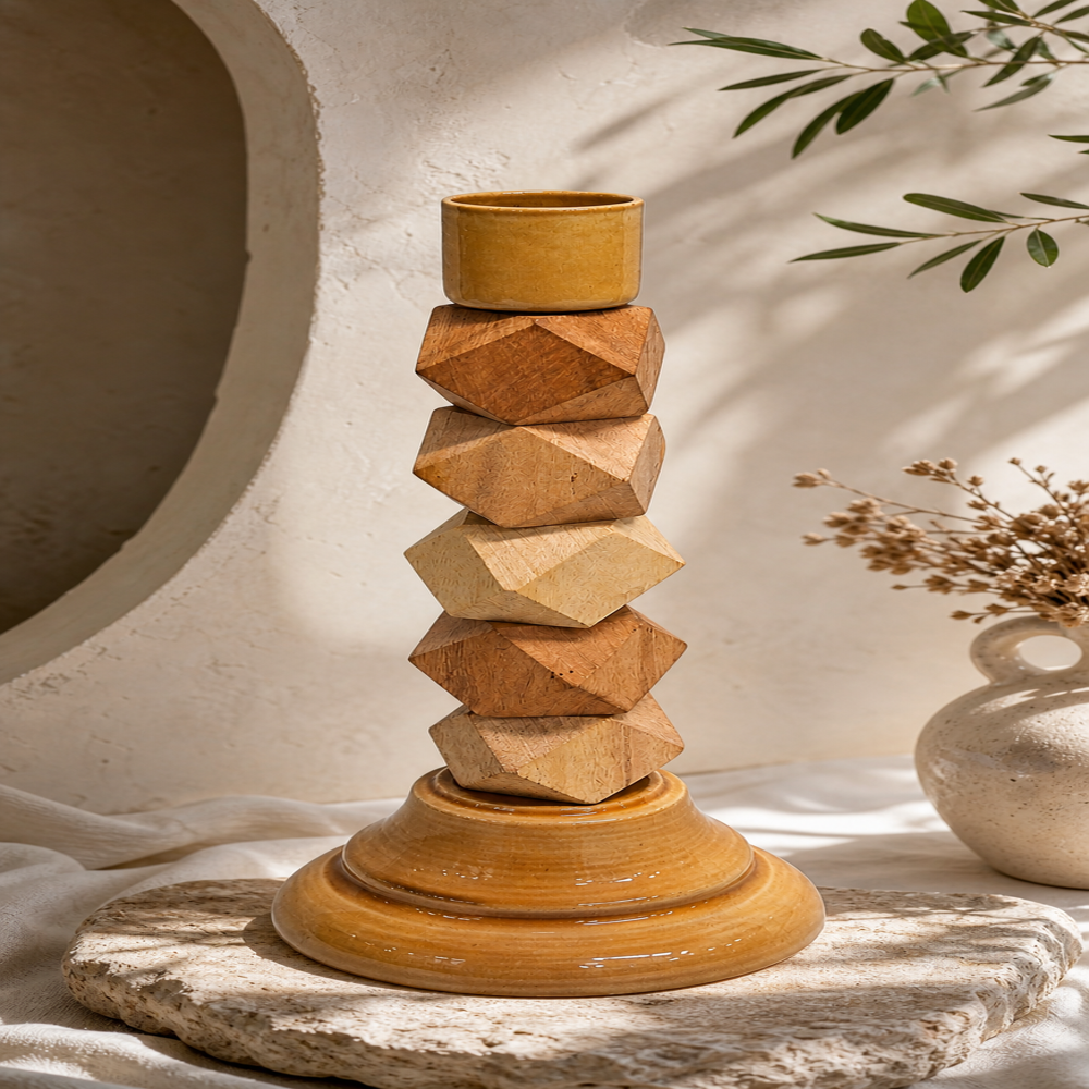 Wooden candle stand holder