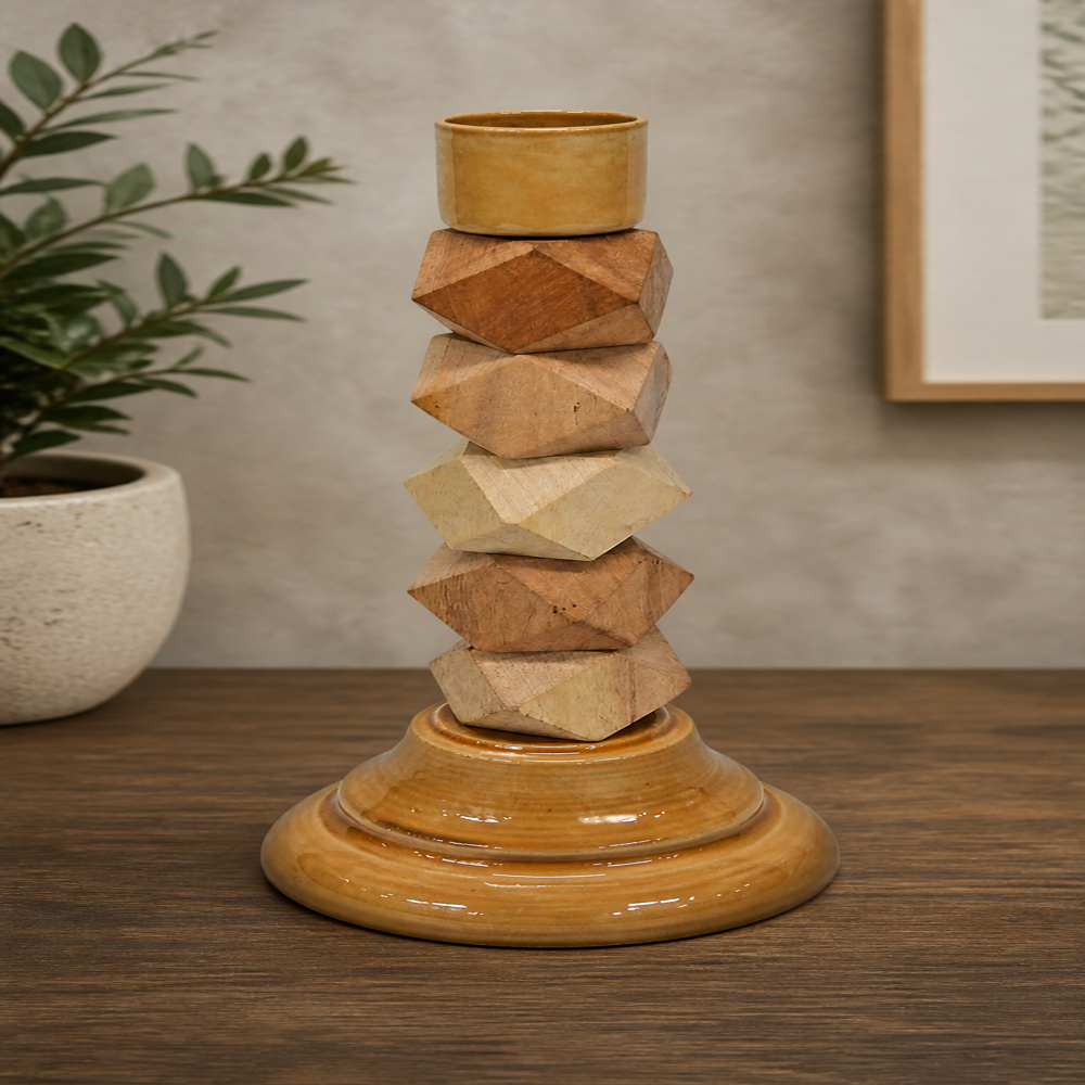 Wooden candle stand holder