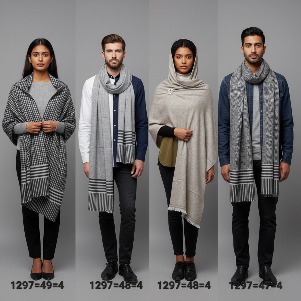 Wool Blended Check Stripe Stoles - Color: Assortted