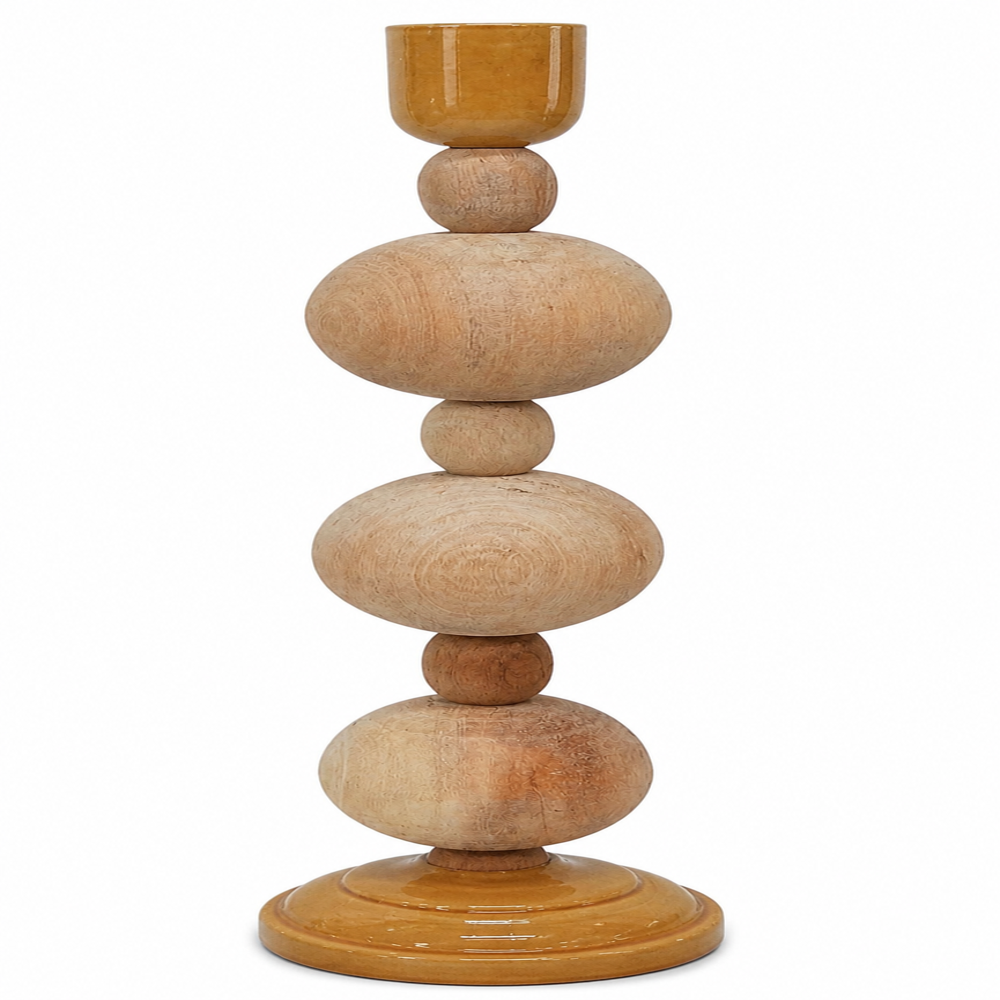 Wood candle stand holder