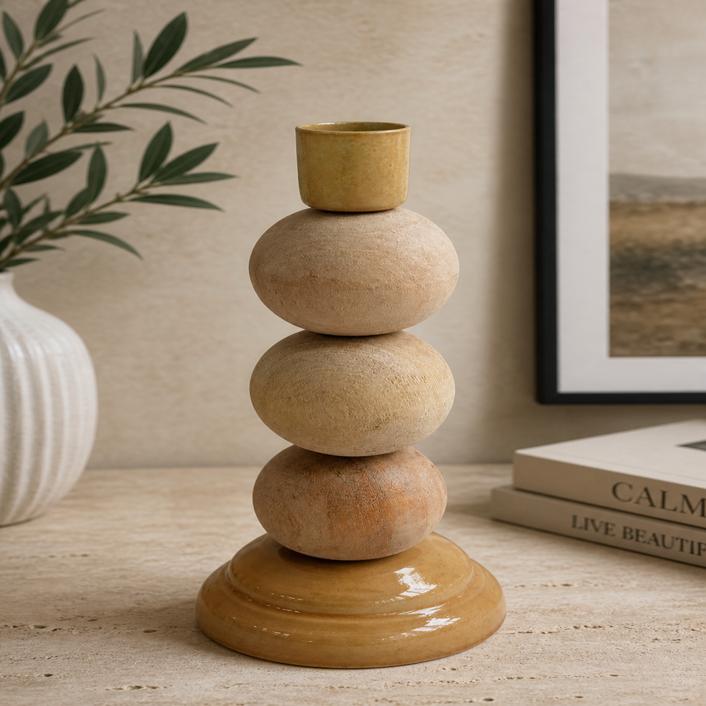 Wood candle standle holder