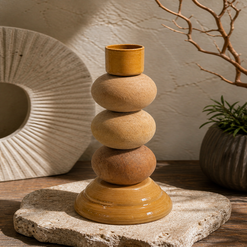 Wood candle standle holder