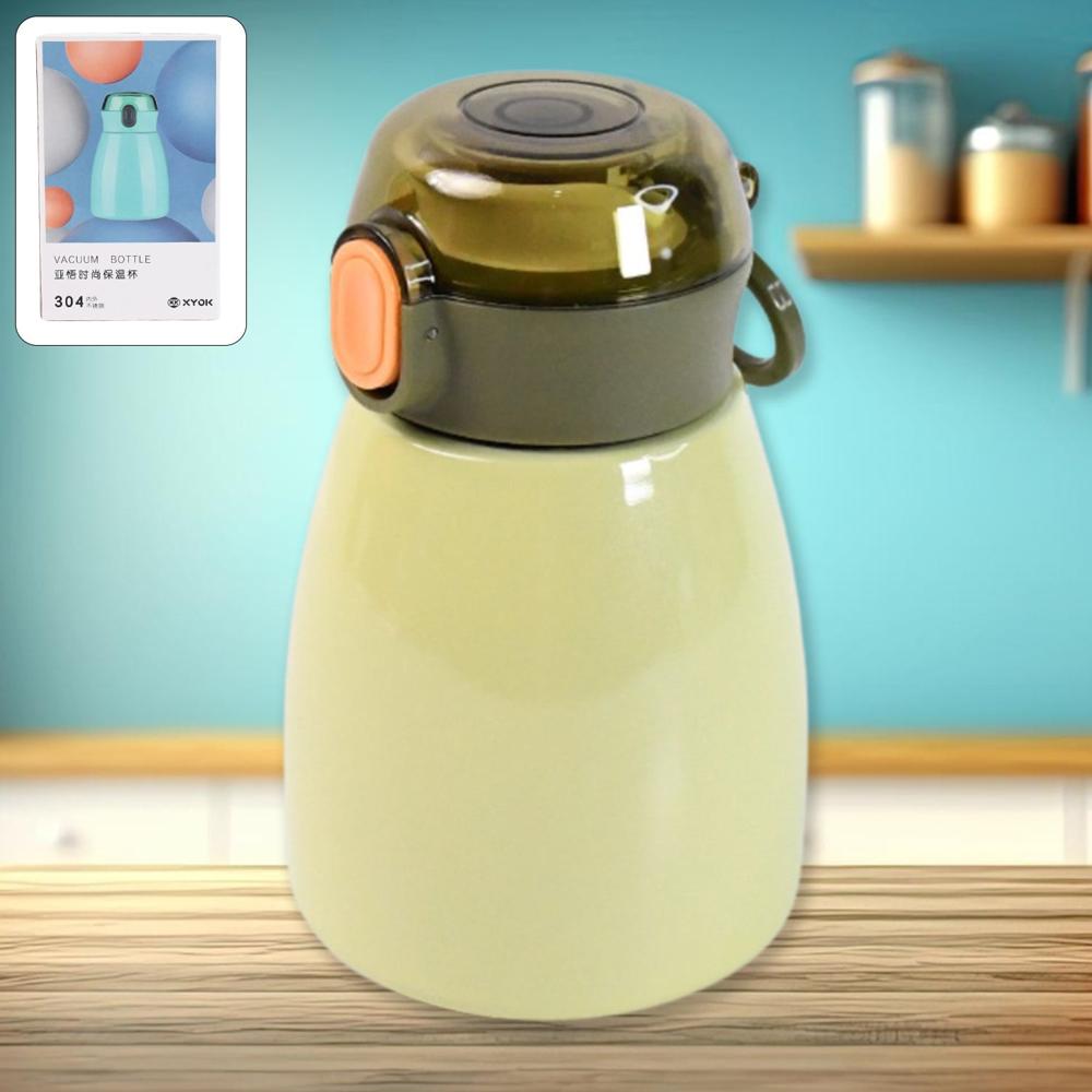 Vacuum Insulation Flask Bottle With Straw For Sports Adult Children (Approx 480Ml) - Color: Mix