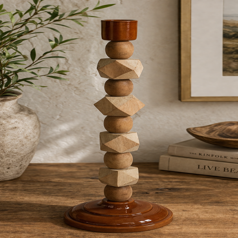 Wooden candle stand holder