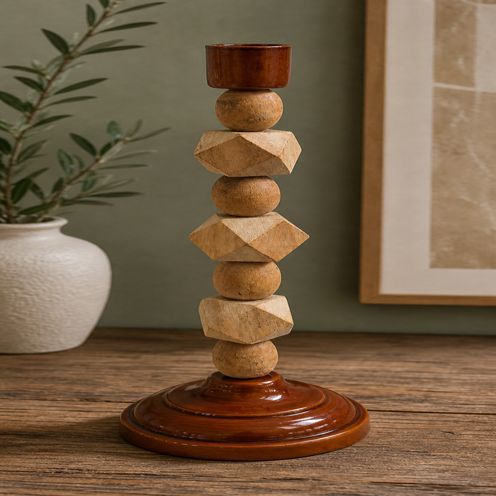 Wooden candle stand holder