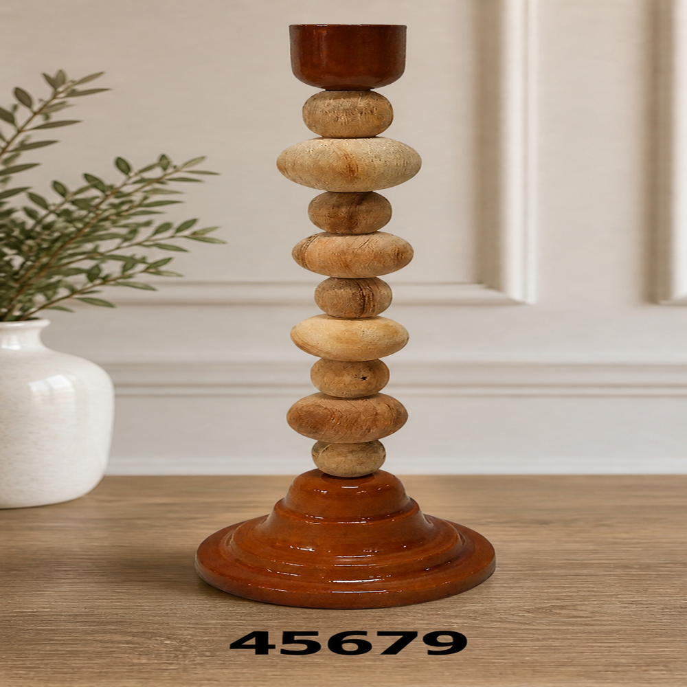 Wood candle stand holder