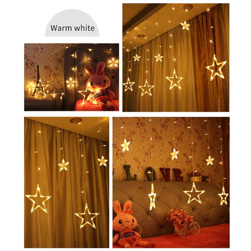 12 Stars Curtain String Lights  8 Flashing Modes for Festival Decoration