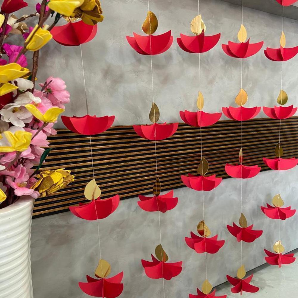 Golden Hanging 3D Diya For Diwali 