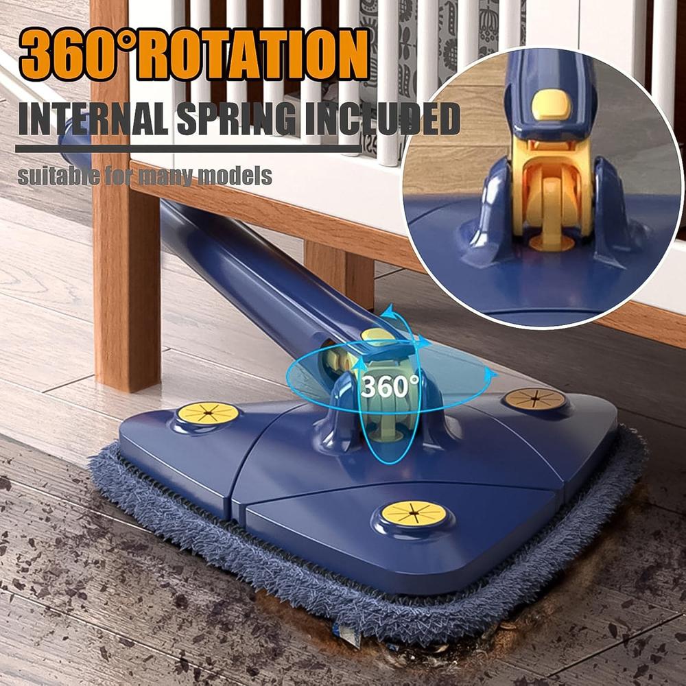 360 Rotatable Mop Triangle Mop with Long Handle (1 Pc / 113 Cm)