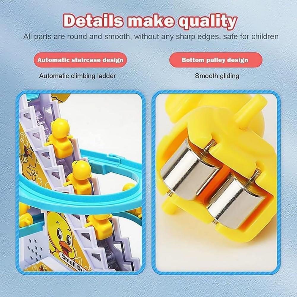LALA Small Duck Climb Stairs Toy Roller Coaster Flashing Lights & Music (3 Ducks)