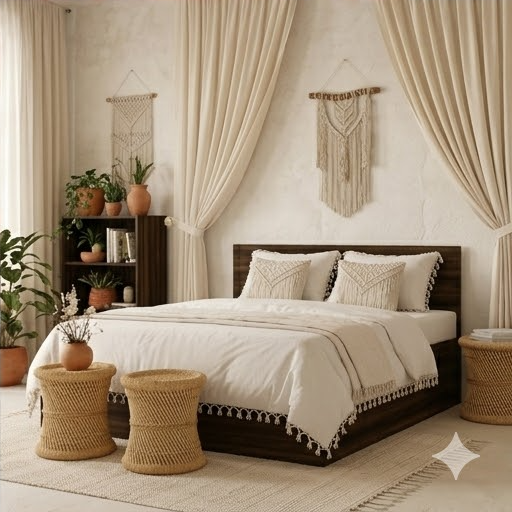 Solid Wooden Bed - Color: Brown