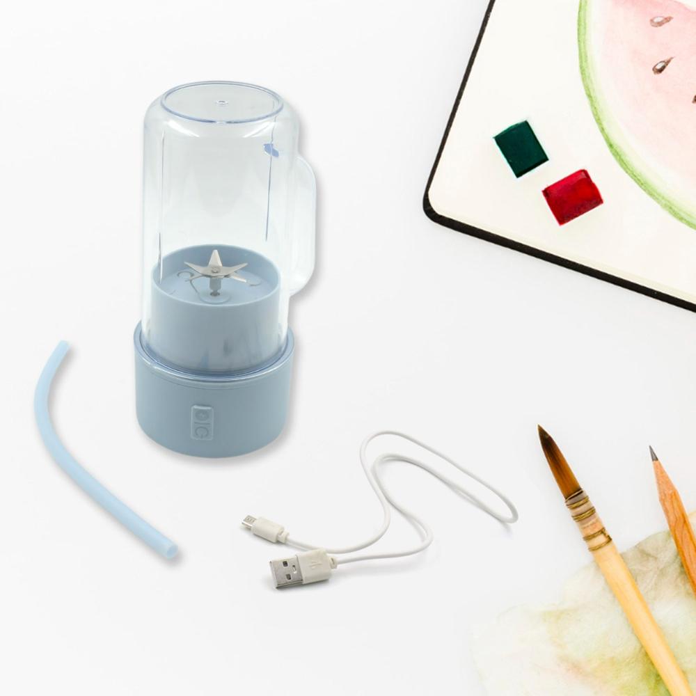 2 In1 Portable Crusher Juicer With Handle & Straw For Smoothie Sipper Usb Rechargeable (340 Ml) 6 Stainless Steel Blades Compact Juicer Mixer, Juicer Portable Fresh Juice Blender Portable Electric Juicer ( 340 Ml ) - Color: Mix