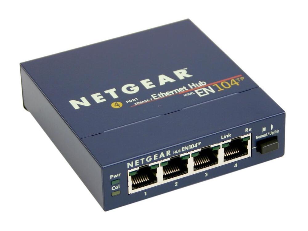 Netgear EN104TP 4-Port 10 Mbps Ethernet Hub RJ-45 with Uplink Button