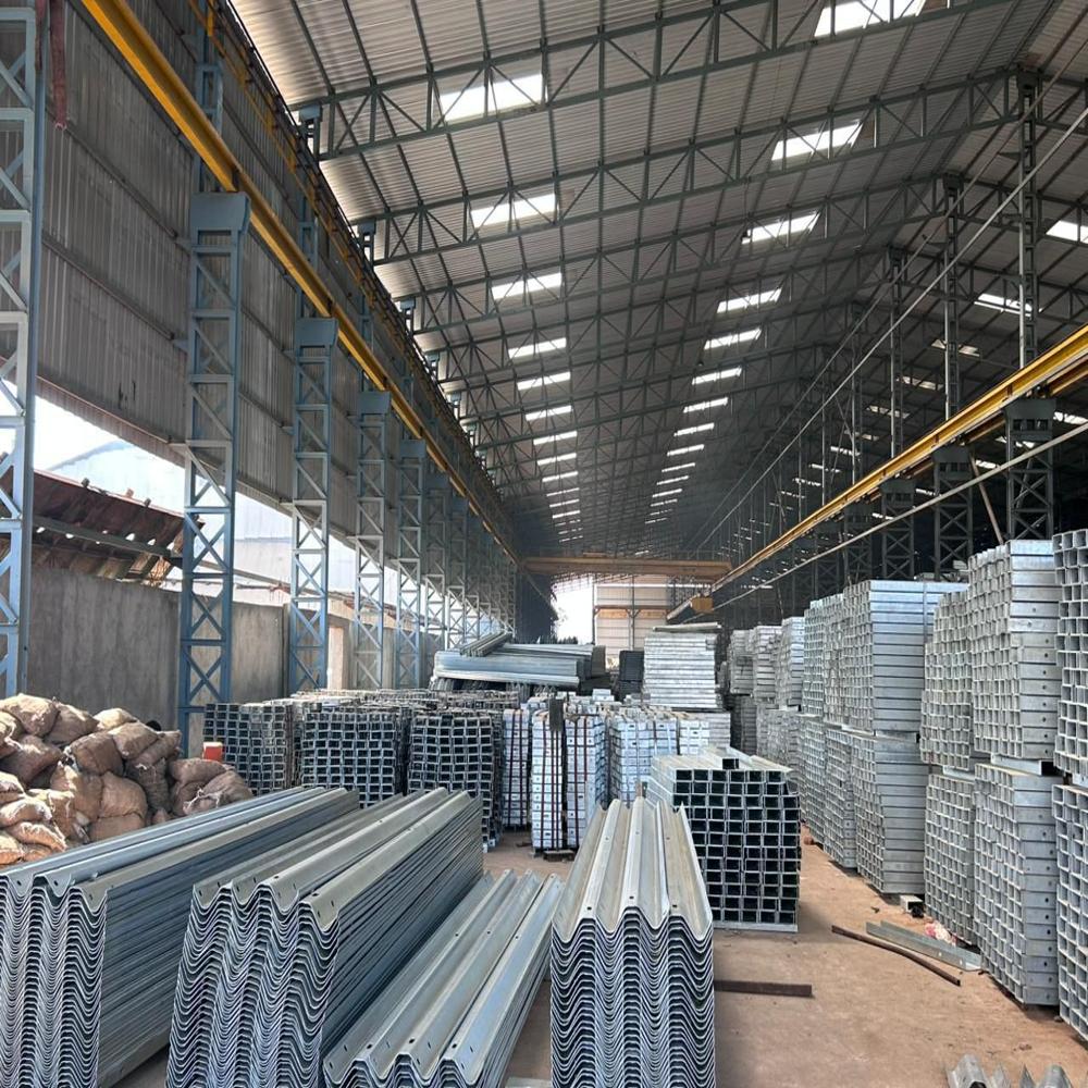 W- beam metal crash barrier