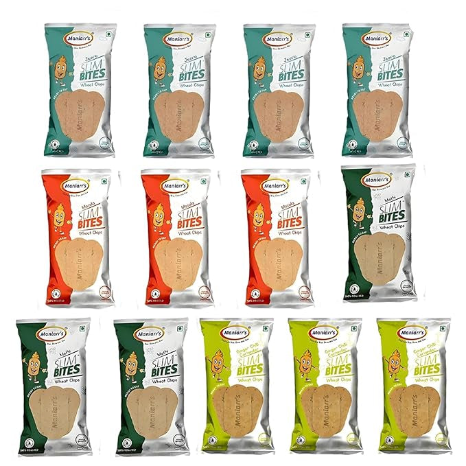 Maniarrs Slim Bite Jain Khakhra 4 Flavors Pack of 13 Wheat Khakhra