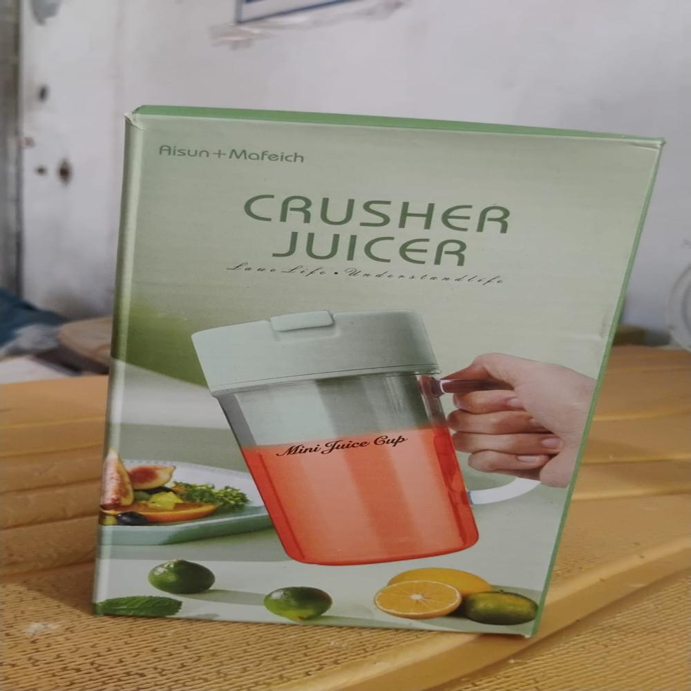 Portable Crusher Juicer With Handle & Straw, Usb Rechargeable Multi Blades (420 Ml) - Color: Mix