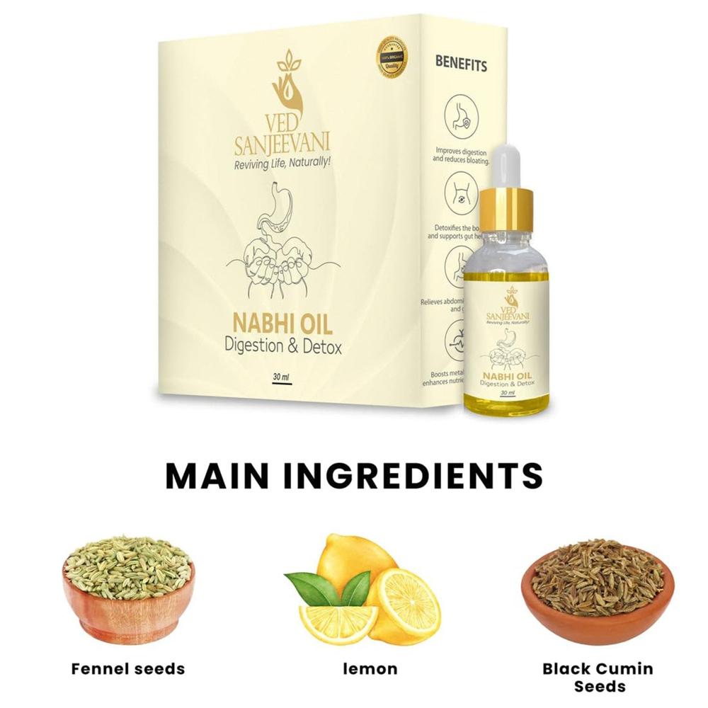 Ved Sanjeevani 30ML Ayurvedic Nabhi Oil for Digestion & Detox (30ML / 1 Pc)