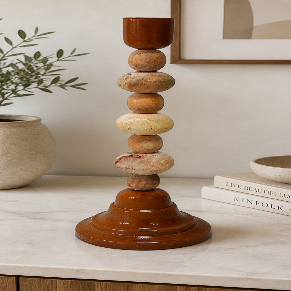 Wooden candle stand holder