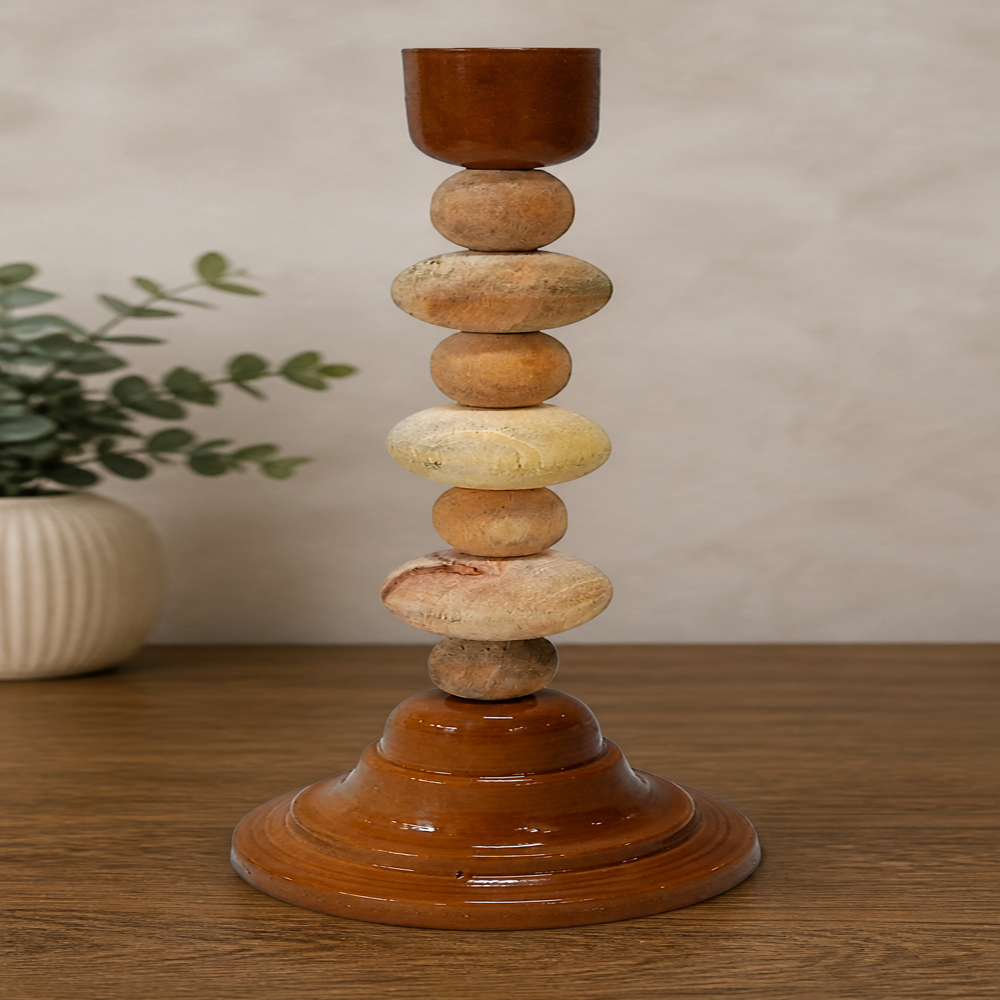 Wooden candle stand holder