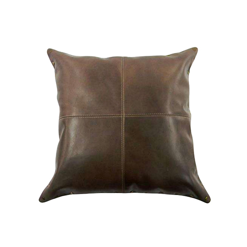 Leather Designer Cushion Cover - Color: Brown