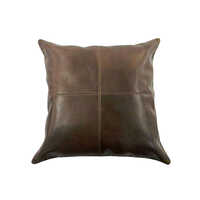 Leather Designer Cushion Cover - Color: Brown
