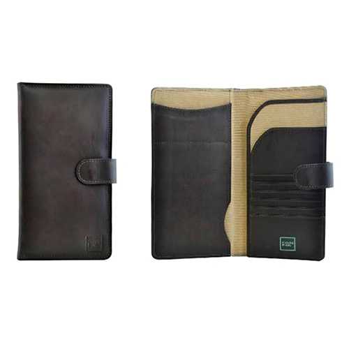 Slim Leather Travel Wallet - Color: Brown