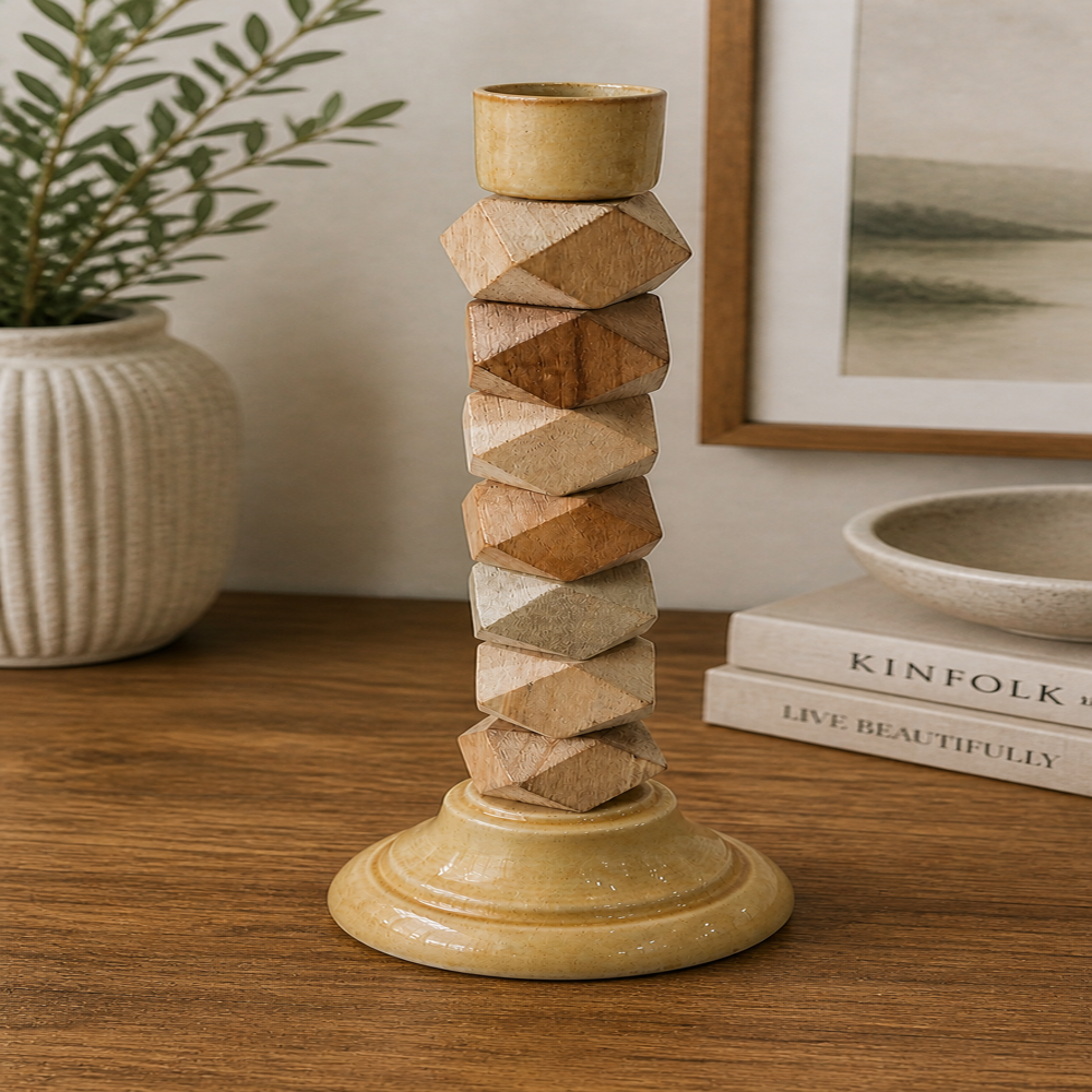 Wooden candle stand holder