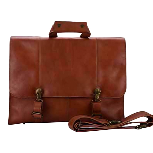 Leather Messenger Bag - Color: Black & Blue Accents