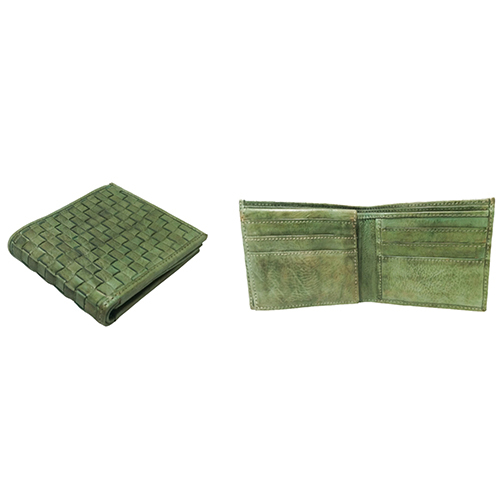 Mens Green Leather Wallet - Color: Black