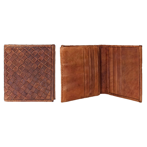 Men Solid Bi-Fold Leather Wallet - Color: Brown