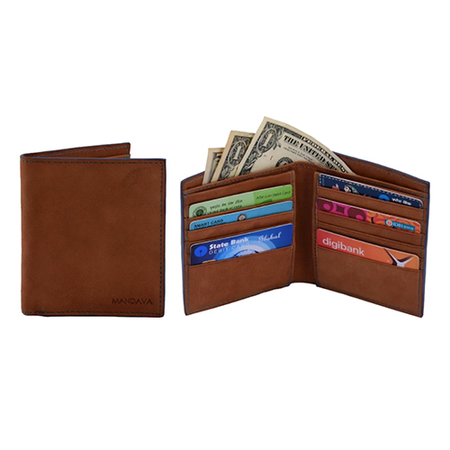 Mens Genuine Leather Wallet - Color: Brown