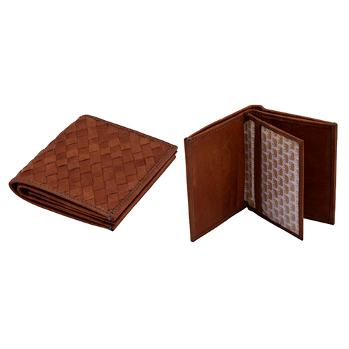 Mens Premium Brown Leather Wallet - Design: Textured Outer Surface With Contrast Stitching
