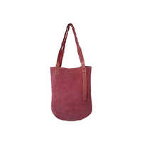 Suede Leather Red Tote Bag - Color: Brown