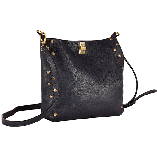 Leather Shoulder Bag - Color: Black & Grey