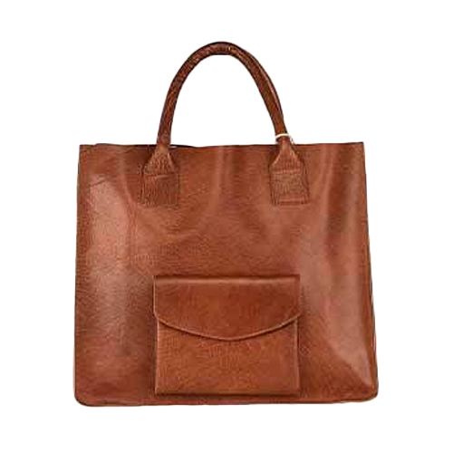 Leather Brown Tote Bag - Color: Black