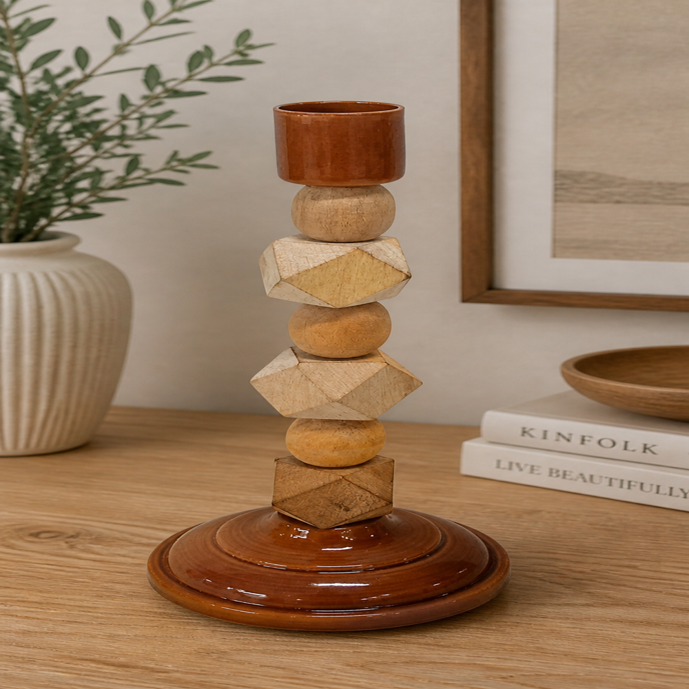 Wooden candle stand hoder