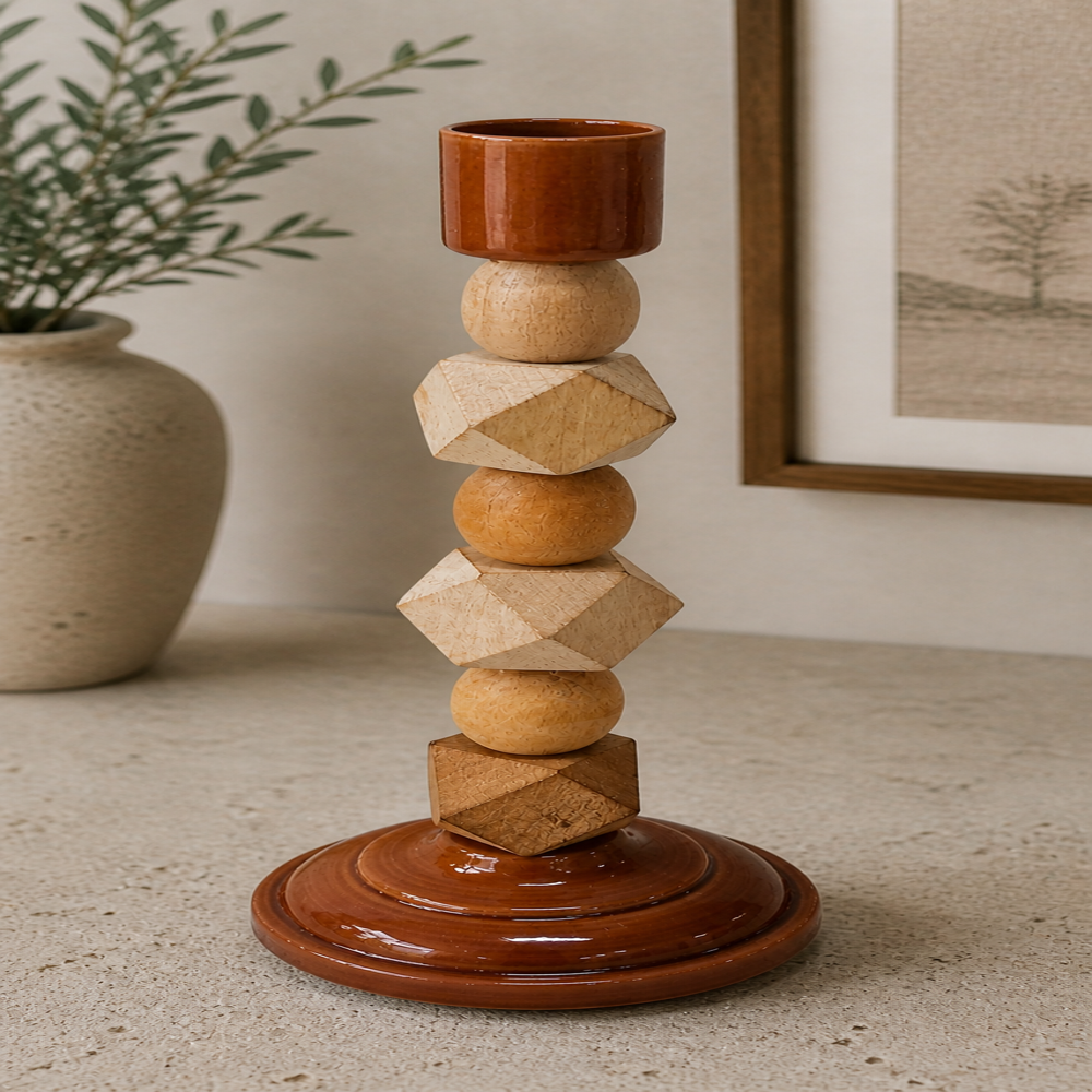 Wooden candle stand hoder