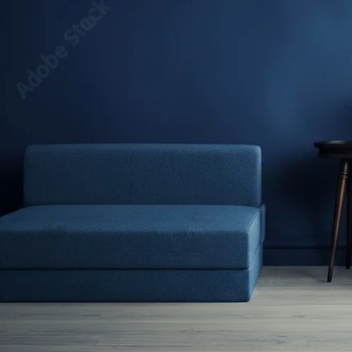 4 Feet Blue Foam Sofa Cum Bed