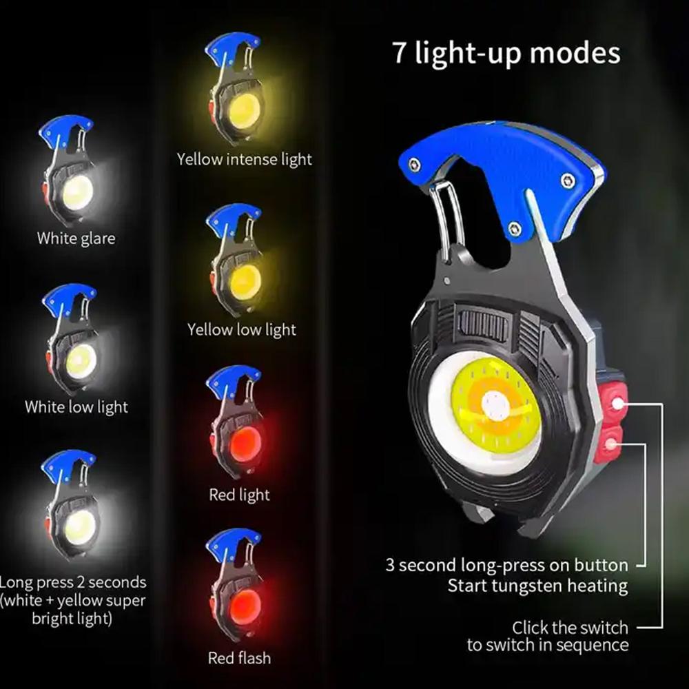 Keychain Led Flashlight Rechargeable Multi Function 6 Lighting Modes Pocket Key - Color: Mix