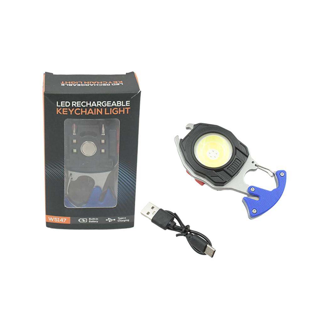 Keychain Led Flashlight Rechargeable Multi Function 6 Lighting Modes Pocket Key - Color: Mix