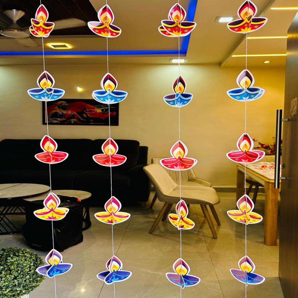 Golden Hanging 3D Diya For Diwali 