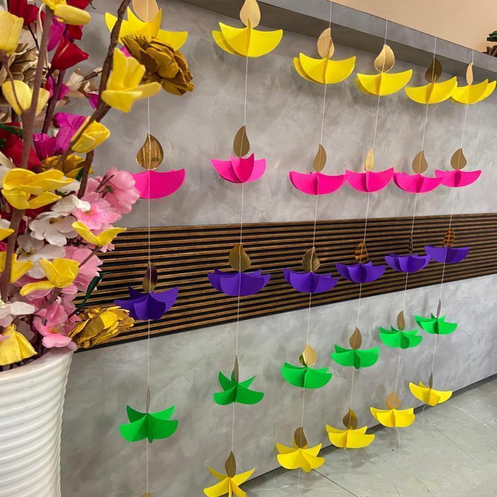 Golden Hanging 3D Diya For Diwali 