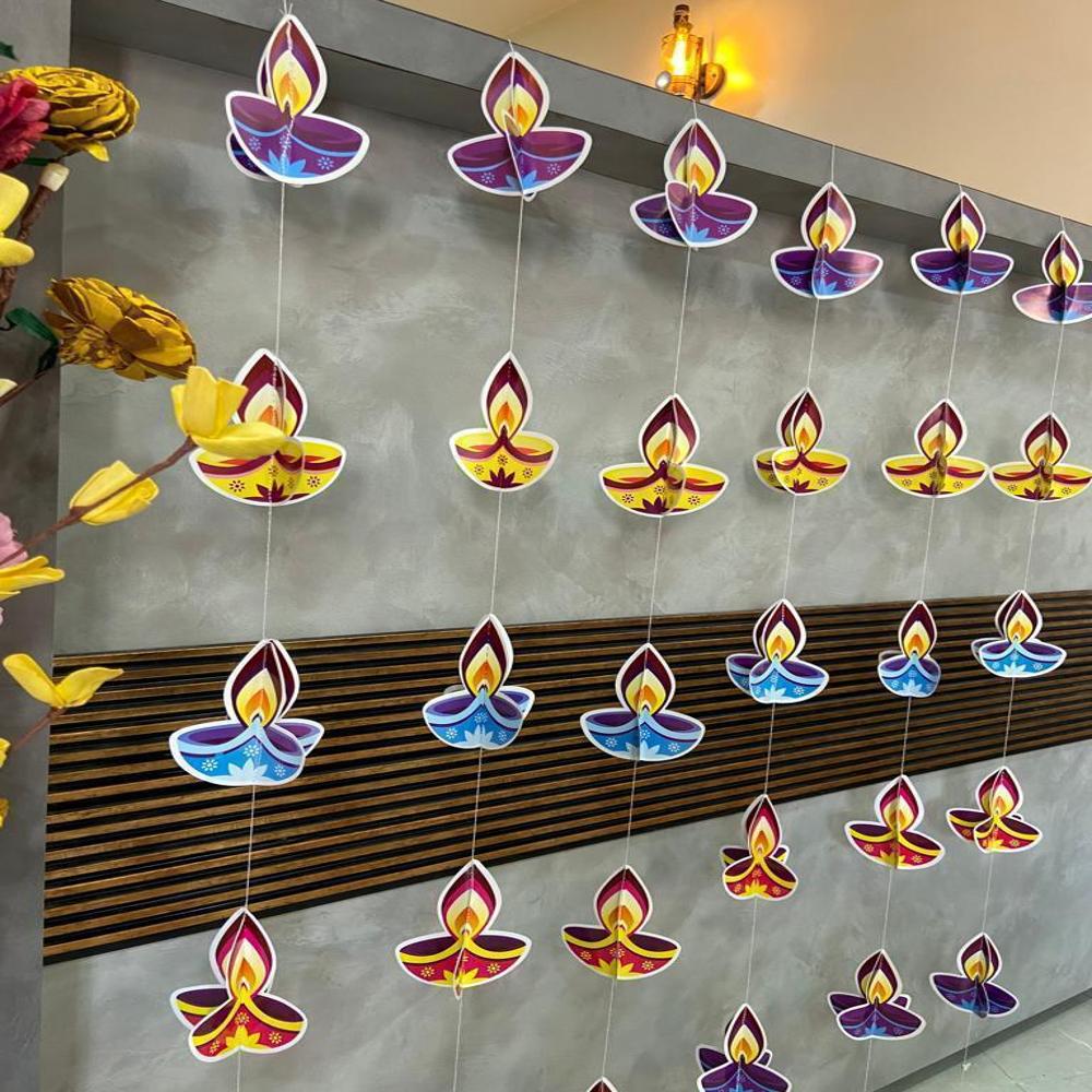 Golden Hanging 3D Diya For Diwali 